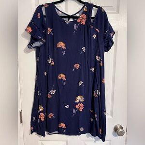 Floral Navy Dress Cold shoulder size 2XL